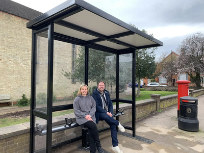 Hilde Hendrickx and Tom Pattinson at Goldington Road Bus Stop