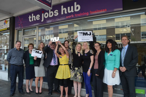 Mayor Dave Hodgson and Jobs Hub Staff celebrate the 2013 Municpal Journal Award for 'Delivering Better Outcomes'