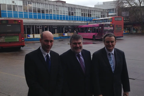 Grant Palmer, Dave Hodgson and Andy Campbell of Stagecoach at Bedford Bus Station Prior to Demolition
