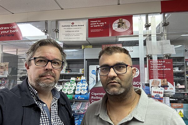 Cllr Jon Abbott in Clapham Post Office