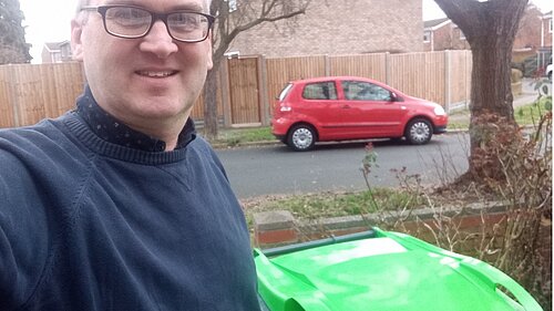 Michael Headley with his green bin
