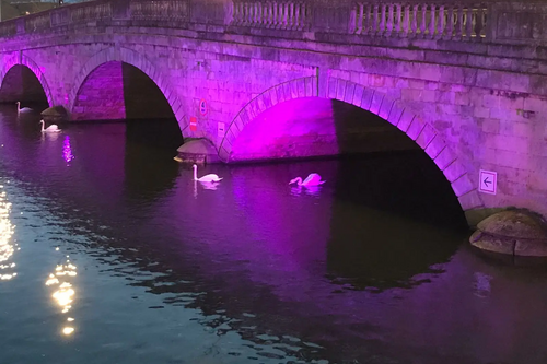 Bedford Town Bridge lit up purple for young carers action day