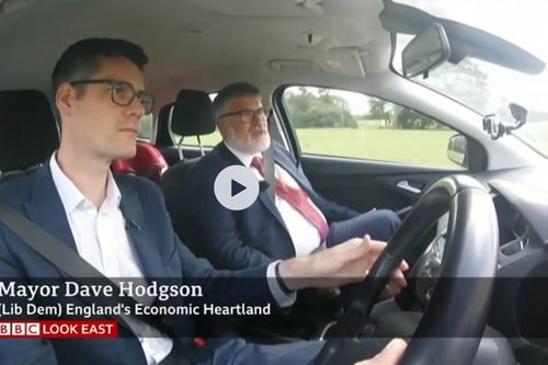 Mayor Dave Hodgson being interviewed for BBC Look East