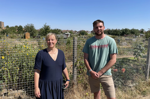 Hilde Hendrickx and Jake Sampson at Newnham Allotments