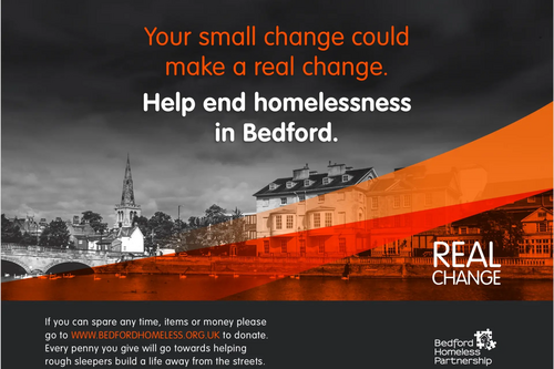 Real Change Poster by the Bedford Homeless Partnership