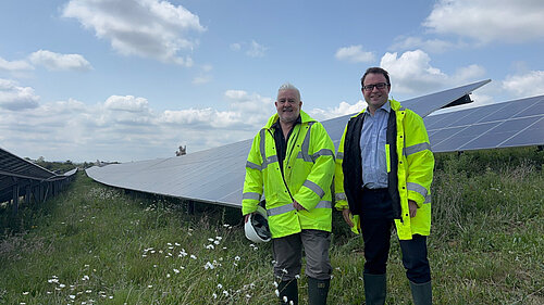 Henry Vann and Charles Royden visiting a solar installation