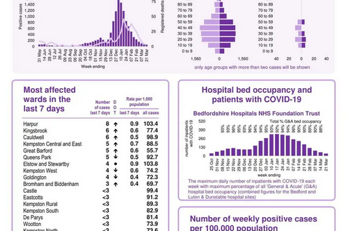 Bedford borough COVID-19 snapshot published 25 March 2021