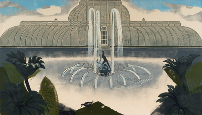 © The Edward Bawden Estate. Courtesy of the Trustees of the Cecil Higgins Art Gallery (The Higgins Bedford). Edward Bawden - The Palmhouse, Kew Gardens © The Edward Bawden Estate. Courtesy of the Trustees of the Cecil Higgins Art Gallery (The Higgins Bedford).