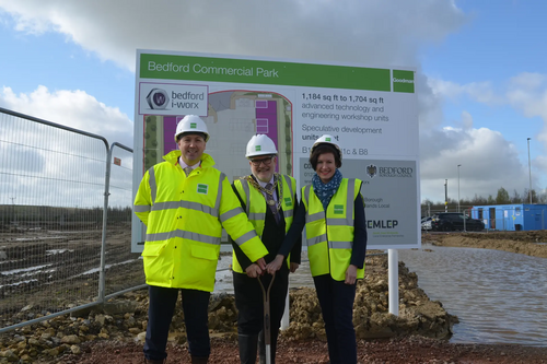 Mayor Dave Hodgson helps get construction underway at the i-Worx development at Bedford Commercial Park