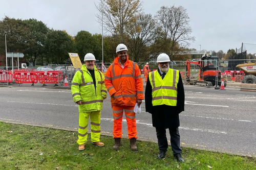 Mayor Dave Hodgson and Councillor Charles Royden at the Clapham Roadworks