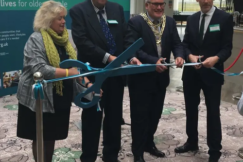 Mayor Dave Hodgson at Wixams Retirement Village Ribbon Cutting