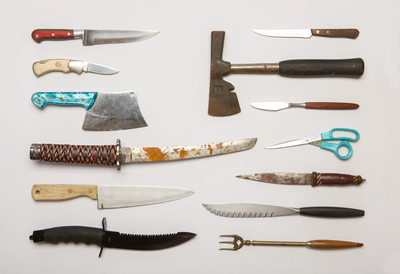 A selection of police-confiscated knives and utensils, © Arabel Lebrusan A selection of police-confiscated knives and utensils, © Arabel Lebrusan