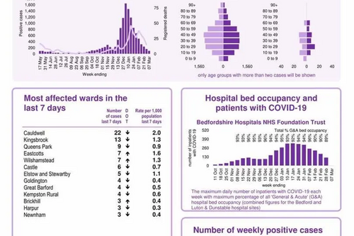 Bedford Borough coronavirus snapshot published 11 March 2021