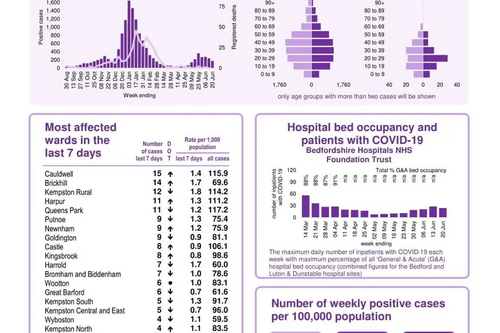 Bedford Borough COVID-19 snapshot published June 24 2021