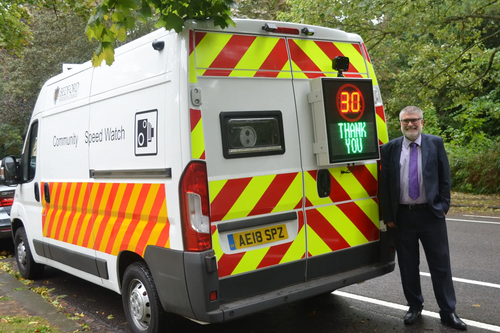 Mayor Dave Hodgson and the Speedwatch van